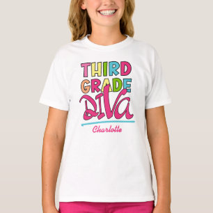 Farbenfrohe Diva der dritten Klasse zurück zur Sch T-Shirt