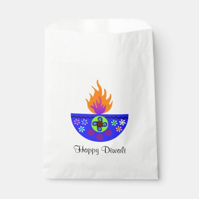 Farbenfrohe Diwali Lamp Diya Geschenktütchen (Vorderseite)