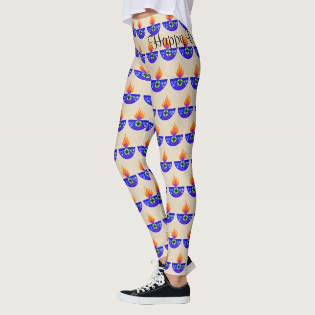 Farbenfrohe Diwali Lamp Diya Leggings (Links)