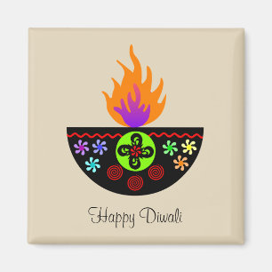 Farbenfrohe Diwali Lamp Diya Magnet