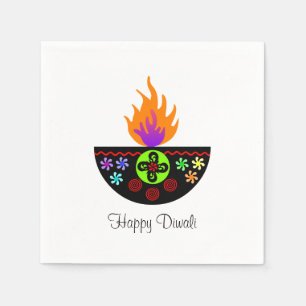 Farbenfrohe Diwali Lamp Diya Serviette