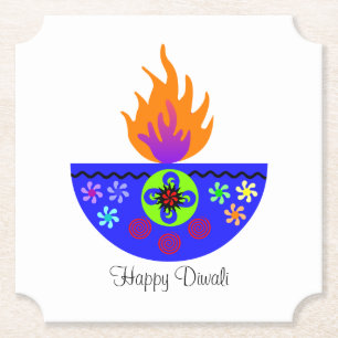 Farbenfrohe Diwali Lamp Diya Untersetzer