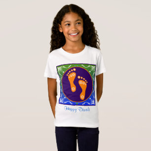 Farbenfrohe Diwali Rangoli mit Footprint T-Shirt