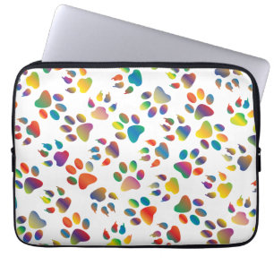 Farbenfrohe Doggie Paws Laptop-Ärmel Laptopschutzhülle