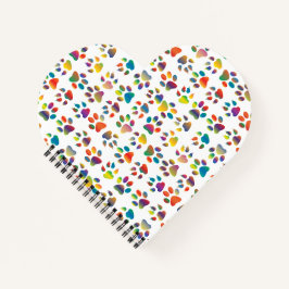 Farbenfrohe Doggie Paws Notebook Notizbuch