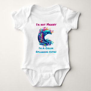 Farbenfrohe Dolphin Splash- Baby Strampler