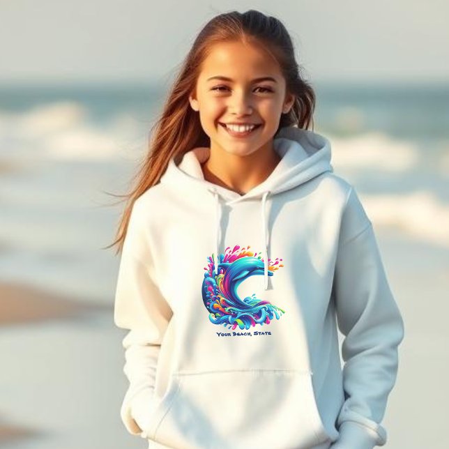 Farbenfrohe Dolphin Splash- Hoodie (Dolphin-Colorful Dolphin-Beach Hoodie-Summer Hoodie-Kids)