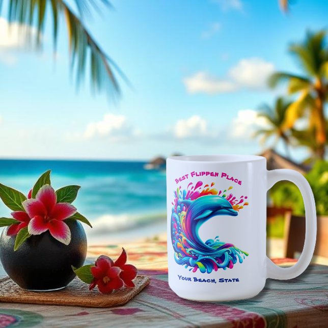 Farbenfrohe Dolphin Splash Kaffeetasse (Colorful Dolphin Splash-Fisherman Core-Dopamine Dressing-Summer Mug-Beach Mug)