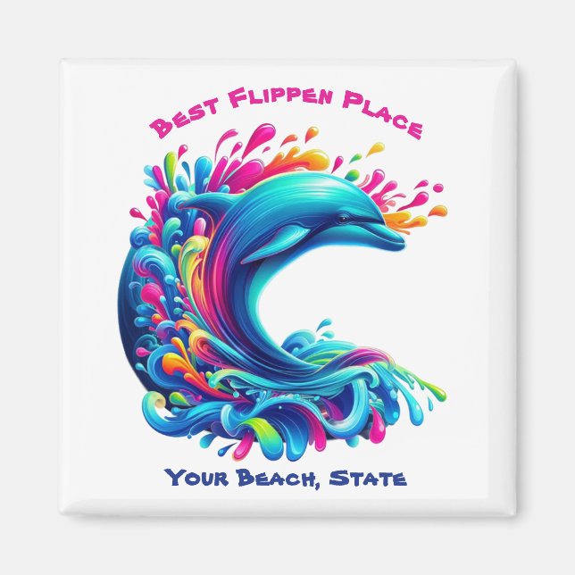 Farbenfrohe Dolphin Splash Magnet (Vorne)