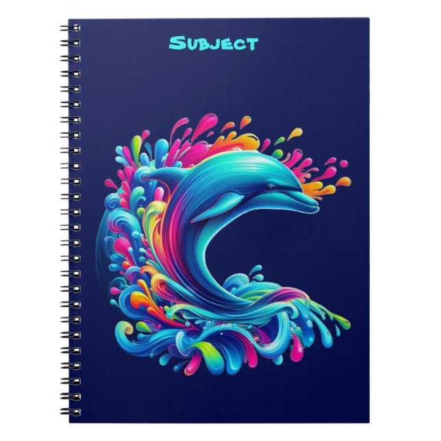 Farbenfrohe Dolphin Splash Notizblock (Vorderseite)