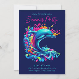 Farbenfrohe Dolphin Splash-Summer Party- Einladung
