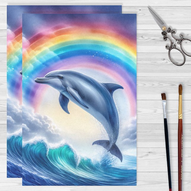 Farbenfrohe Dolphin und Regenbogen-Dekoupage Seidenpapier (Von Creator hochgeladen)