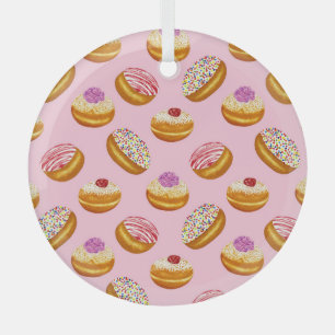 Farbenfrohe Donuts: Handgezogene Wasserfarbe Ornament Aus Glas