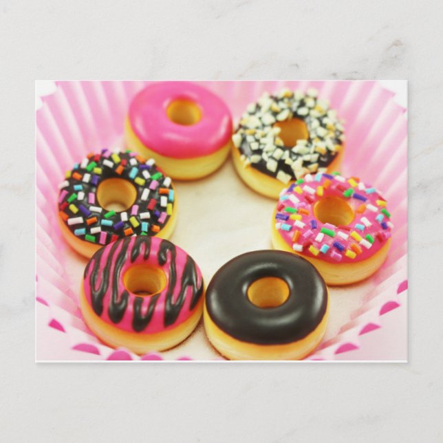 Farbenfrohe Donuts Postkarte (Vorderseite)