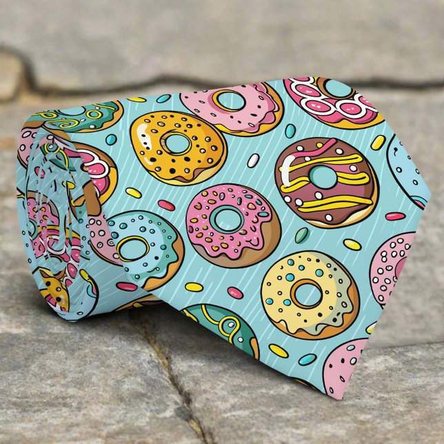 Farbenfrohe Donuts Sprinklen Streifen Blaues Hinte Krawatte (Von Creator hochgeladen)