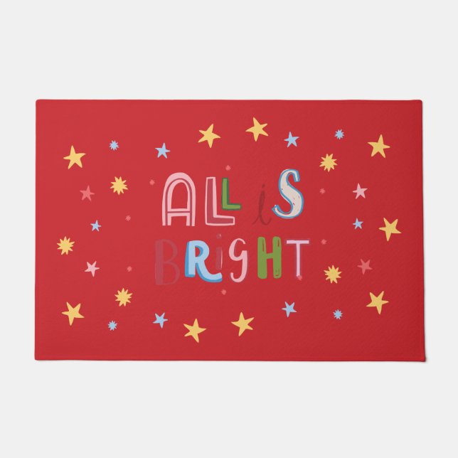 Farbenfrohe Doodle All ist ein helles Weihnachtsfe Fußmatte (Vorderseite)