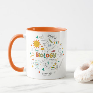 Farbenfrohe Doodle Biology Learning Tasse