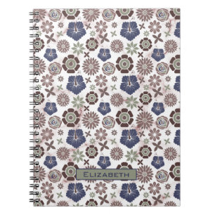 Farbenfrohe Doodle Blumenmuster personalisierter N Notizblock