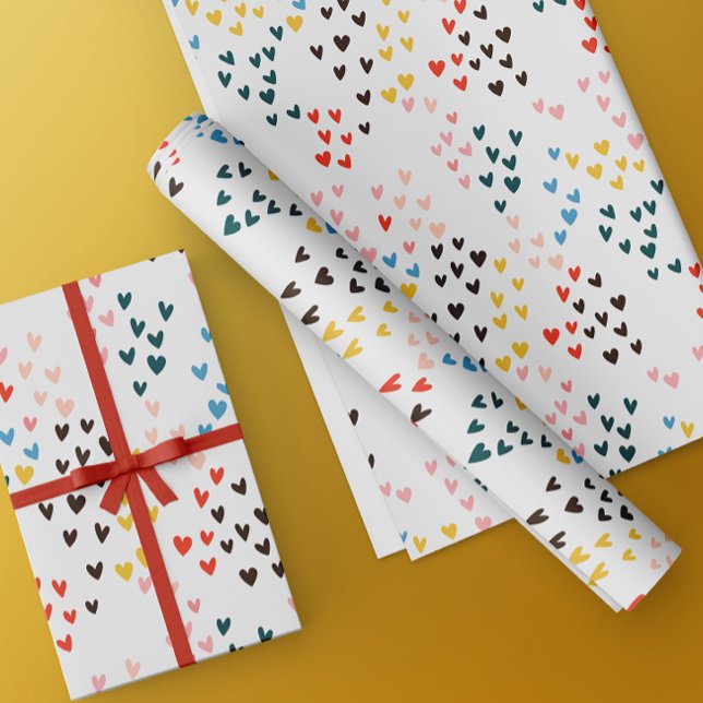 Farbenfrohe Doodle Herz Valentinstag Geschenkpapier (Von Creator hochgeladen)