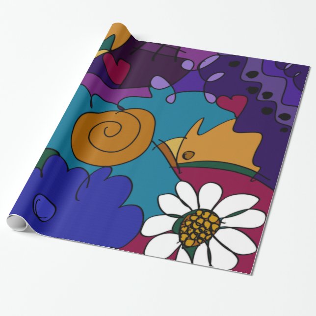 Farbenfrohe Doodle Sketches Bright Digital Gezeich Geschenkpapier (Ungerollt)