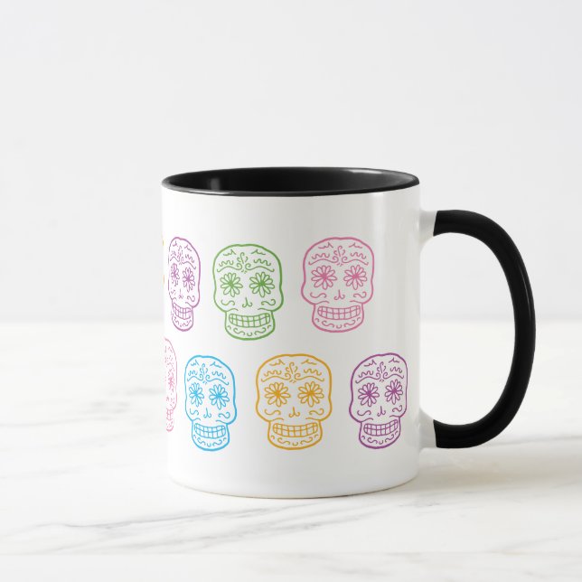 Farbenfrohe Doodle Skulls Tasse (Rechts)
