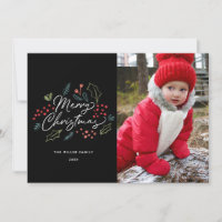 Farbenfrohe Doodles Frohe Weihnachts-Foto Schwarz