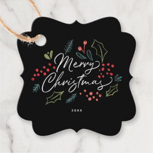 Farbenfrohe Doodles frohen Weihnachten bis von Cus Geschenkanhänger