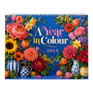 Farbenfrohe Dopamine-Blumen Jahr in Farbe Kalender