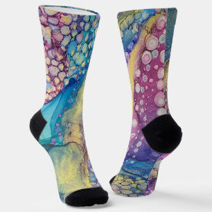 Farbenfrohe Dosen Alkohol Tinte Abstrakte Kunst, D Socken