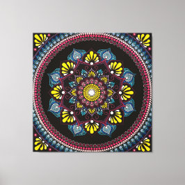 Farbenfrohe Dot Art Mandala | Sacred Geometry Boho Leinwanddruck