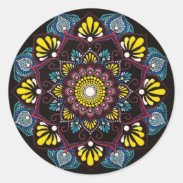Farbenfrohe Dot Art Mandala | Sacred Geometry Boho Runder Aufkleber