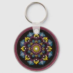 Farbenfrohe Dot Art Mandala Sacred Geometry Boho Schlüsselanhänger