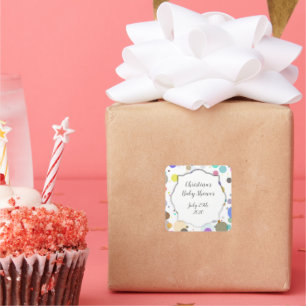 Farbenfrohe Dots Günstige Tag, Gender Reveal Baby Quadratischer Aufkleber
