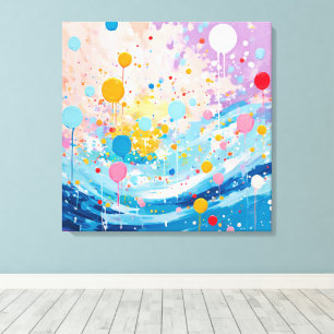 Farbenfrohe Dots Tropfen Spritzer Leinwanddruck