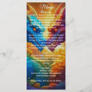 Farbenfrohe Drachen in der Liebe Hochzeitsmenü Menükarte