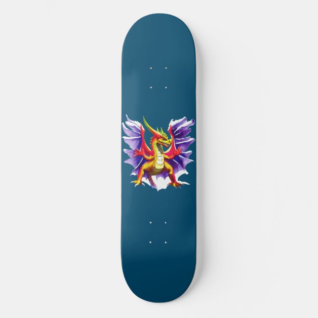 Farbenfrohe Drachenfantasy-Skateboard Skateboard (Vorderseite)
