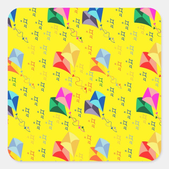 Farbenfrohe Drachenfestspiele Quadratischer Aufkleber (Vorderseite)