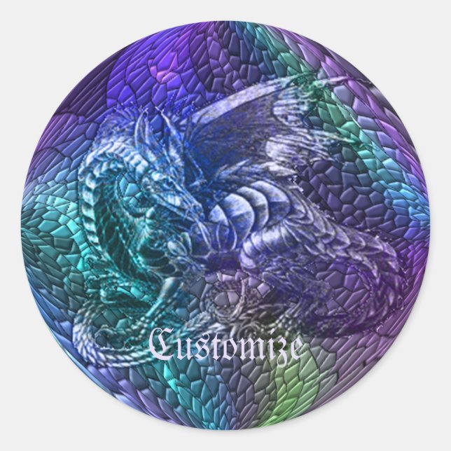 Farbenfrohe Dragon Fantasy Orb Stickers (Vorderseite)