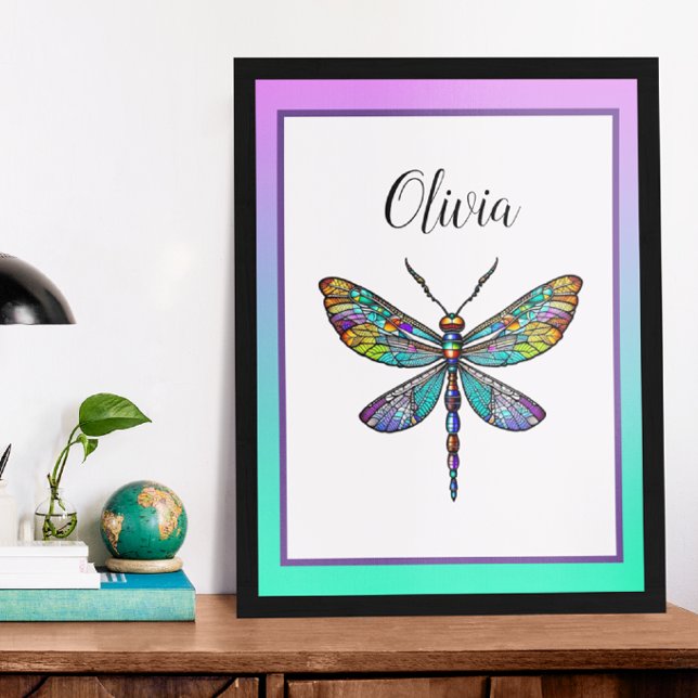 Farbenfrohe Dragonfly-Flügel aus festem Glas Poster (Von Creator hochgeladen)