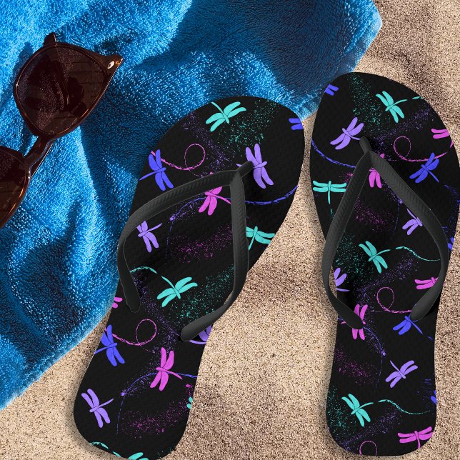 Farbenfrohe Dragonfly-Muster Flip Flops (Von Creator hochgeladen)