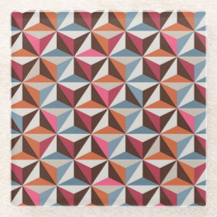 Farbenfrohe Dreieck-Fliesen: Vintages Mosaik Glasuntersetzer