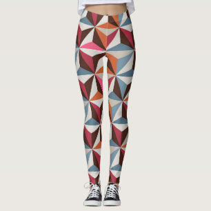 Farbenfrohe Dreieck-Fliesen: Vintages Mosaik Leggings