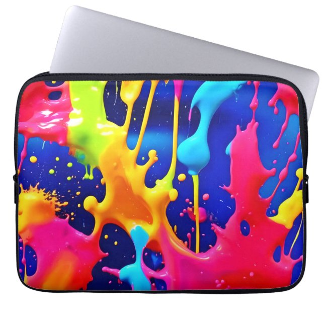 Farbenfrohe Drilling Paint Artwork Laptopschutzhülle (Vorderseite)