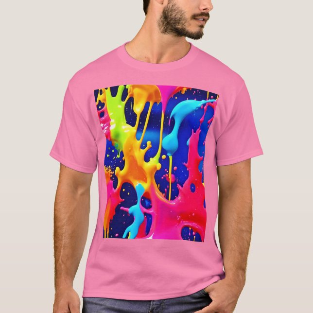 Farbenfrohe Drilling Paint Artwork T-Shirt (Vorderseite)