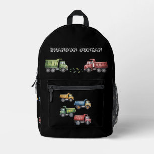 Farbenfrohe Dump Trucks 4. Geburtstagsparty-Gesche Bedruckter Rucksack