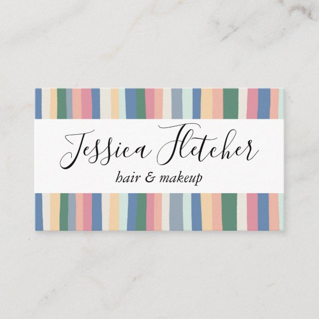 Farbenfrohe Dusty Stripes Minimalistisch Elegante Visitenkarte (Vorderseite)