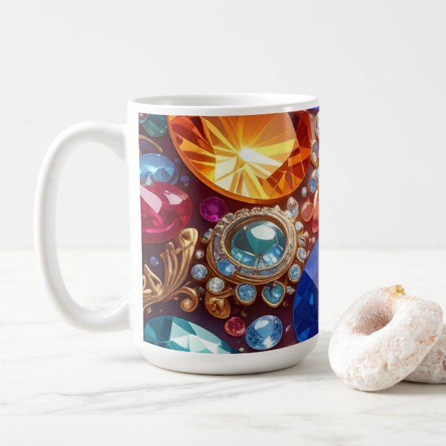 Farbenfrohe Edelsteine & Juwelen Kaffeetasse (Mit Donut)