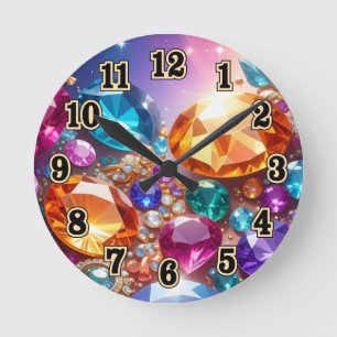 Farbenfrohe Edelsteine & Juwelen Runde Wanduhr
