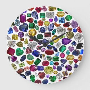 Farbenfrohe Edelsteine und Diamantmuster Große Wanduhr