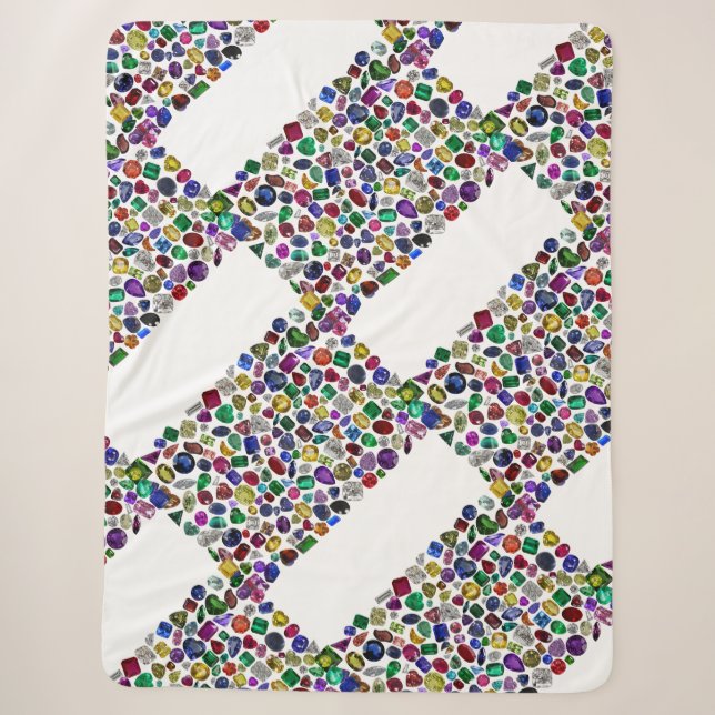Farbenfrohe Edelsteine und Diamantmuster Sherpadecke (Vorderseite)